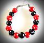 Preview: Rot-schwarzes Perlenset Kette, Armband, Ohrhänger