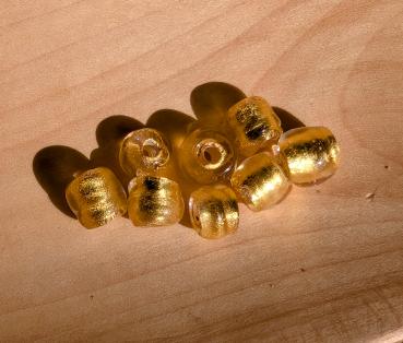 Preview: Glasperle Klarglas mit Goldfolie einzeln
