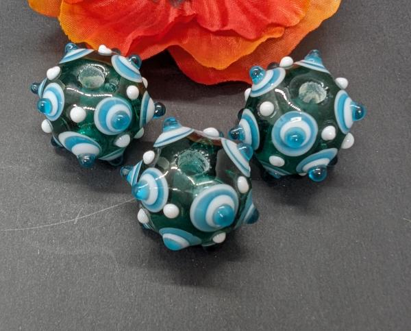 eye bead Sea green white