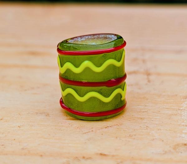 Handmade Viking Glass Bead Inspired by Birka – Grass Green, Red & Yellow